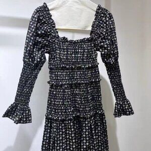 Bellamy Shirred Printed Organic Cotton-poplin Maxi Dress